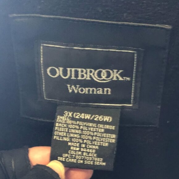 Size 3X 24W/26W OutBrook Black Vinyl Coat - Picture 7 of 7